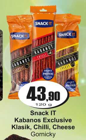 Snack IT Kabanos Exclusive Klasik, Chilli, Cheese Gornicky 120g