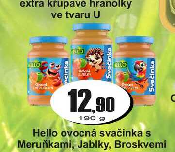 Hello ovocná svačinka s Meruňkami, Jablky, Broskvemi 190g