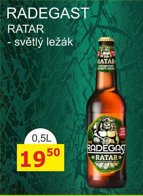 RADEGAST RATAR - světlý ležák 0,5l sklo