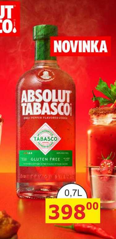 ABSOLUT TABASCO CHILI PEPPER FLAVORED VODKA 0,7l