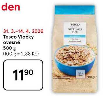 Tesco Vločky ovesné, 500 g 