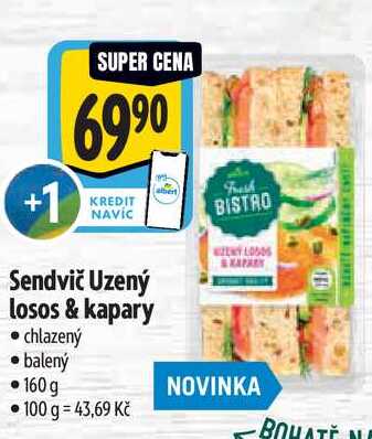 Sendvič Uzený losos & kapary, 160 g
