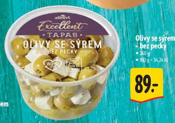 Olivy se sýrem bez pecky, 260 g