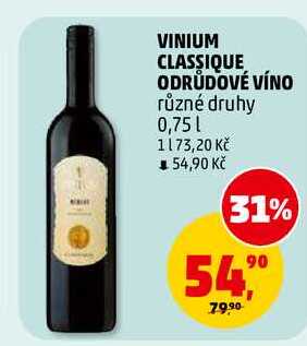 VINIUM CLASSIQUE ODRŮDOVÉ VÍNO, 0,75 l