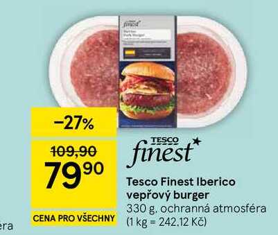 Tesco Finest Iberico vepřový burger, 330 g 