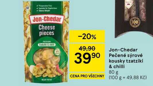 Jon-Chedar Pečené sýrové kousky tzatziki & chilli, 80 g