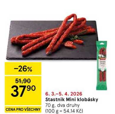 Stastnik Mini klobásky, 70 g, dva druhy 