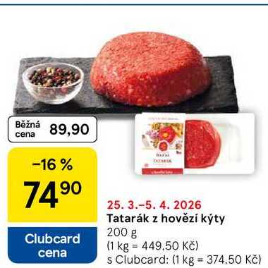 Tatarák z hovězí kýty, 200 g  