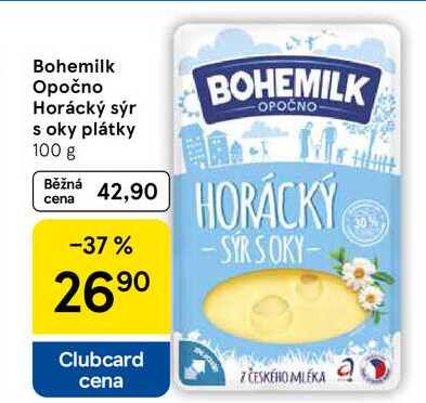 Bohemilk Opočno Horácký sýr s oky plátky, 100 g 