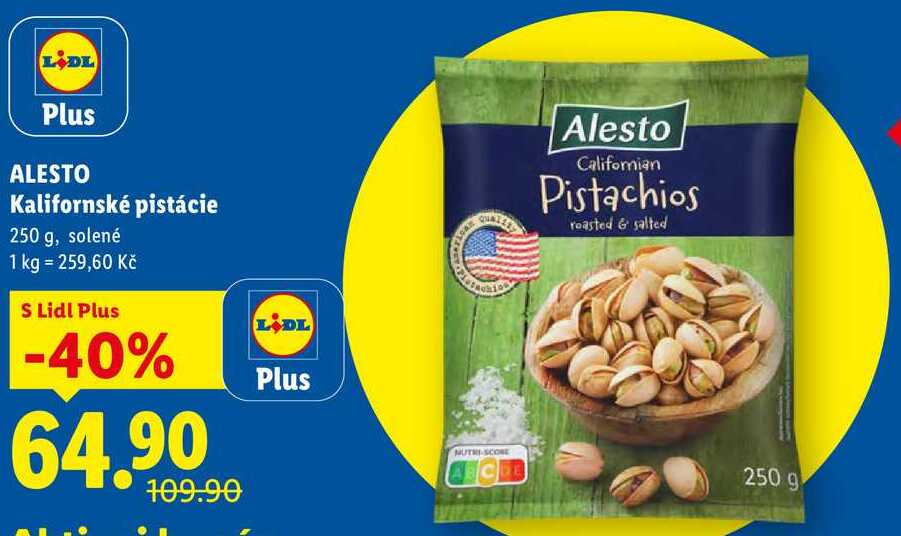 ALESTO Kalifornské pistácie, 250 g