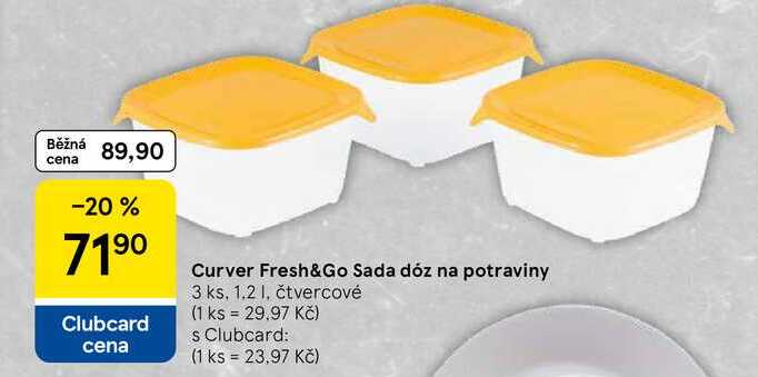 Curver Fresh&Go Sada dóz na potraviny, 3 ks, 1,2 l, čtvercové