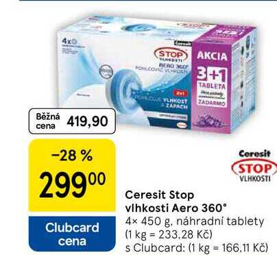 Ceresit Stop vlhkosti Aero 360°, 4x 450 g, náhradní tablety