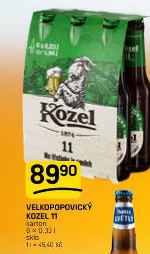 VELKOPOPOVICKÝ KOZEL 11 karton 6 x 0,33l