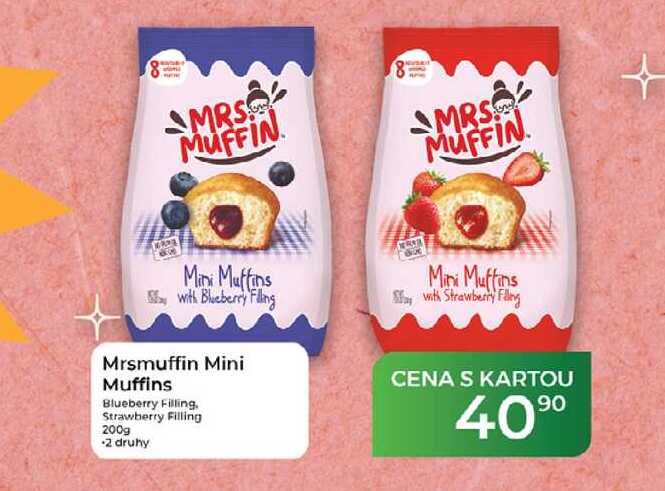 Mrsmuffin Mini Muffins Blueberry Filling, Strawberry Filling 200g