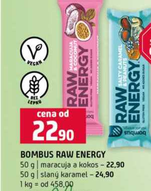 BOMBUS RAW ENERGY 50 g maracuja a kokos 50 g slaný karamel 