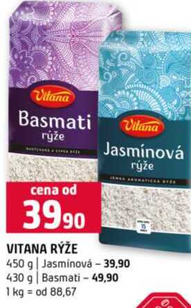 VITANA RÝŽE 450 g Jasmínová 430 g Basmati 