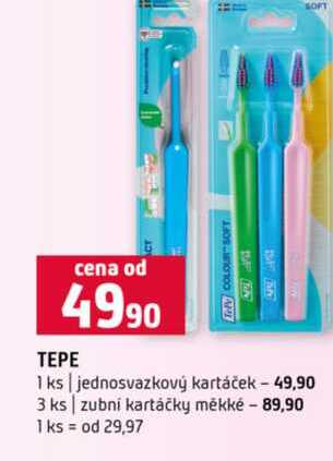 TEPE jednosvazkový kartáček 3 ks zubní kartáčky měkké
