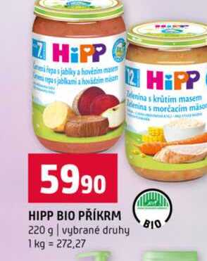 HIPP BIO PŘÍKRM 220 g vybrané druhy 