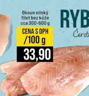 Okoun nilský filet bez kůže cca 300-600 g 100g
