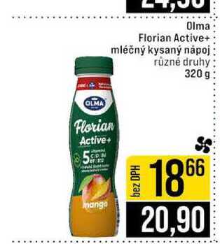 Olma Florian Active+ mléčný kysaný nápoj různé druhy 320 g v akci