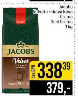 Jacobs Velvet zrnková káva Crema Gold Crema 1kg 