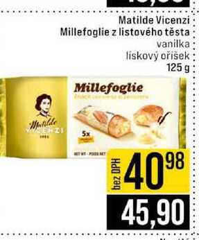 Matilde Vicenzi Millefoglie z listového těsta vanilka lískový oříšek 125 g
