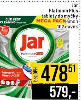 Jar Platinum Plus tablety do myčky lemon 102 dávek 