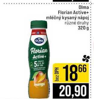 Olma Florian Active+ mléčný kysaný nápoj různé druhy 320g v akci