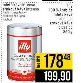 Illy 100% Arabica mletá káva classico zrnková káva classico 250 g 