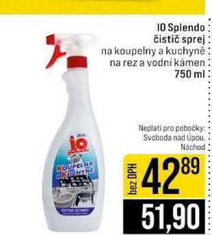 Splendo čistič sprej na koupelny a kuchyně na rez a vodní kámen 750 ml 