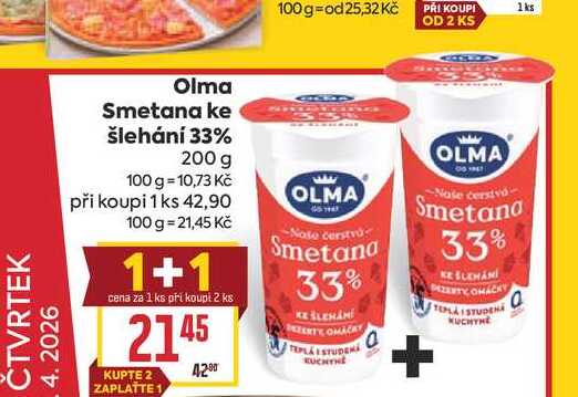 Olma Smetana ke šlehání 33% 200 g