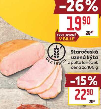 Staročeská uzená kýta z pultu lahůdek cena za 100 g 
