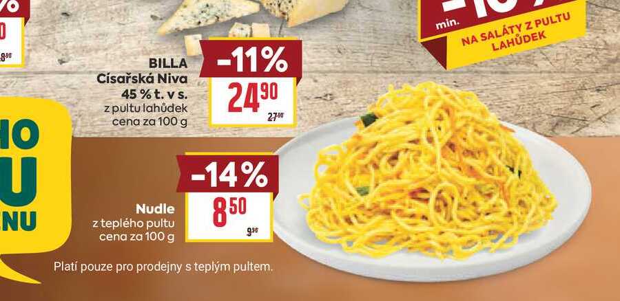 Nudle z teplého pultu cena za 100 g