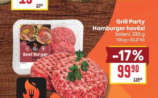 Grill Party Hamburger hovězí balení, 330 g 