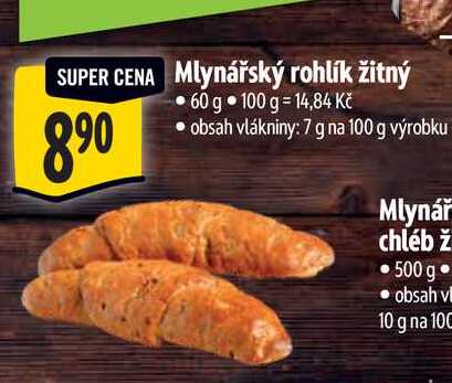   Mlynářský rohlík žitný 60 g  