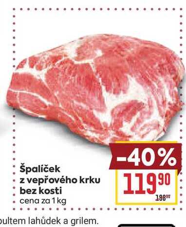 špalíček z vepřového krku bez kosti cena za 1 kg