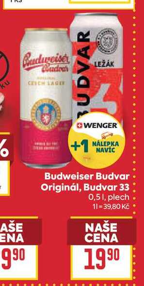 Budweiser Budvar Originál, Budvar 33 0,51, plech 