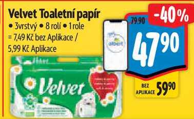 Velvet Toaletní papír, 8 rolí