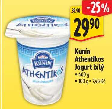 Kunín Athentikos Jogurt bílý, 400 g