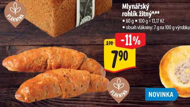 Mlynářský rohlík žitný, 60 g 