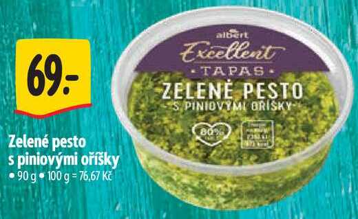 Zelené pesto s piniovými oříšky, 90 g