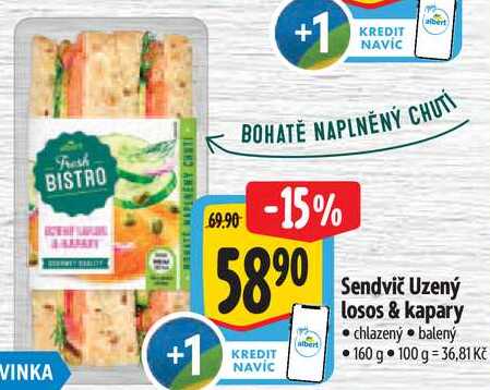 Sendvič Uzený losos & kapary, 160 g