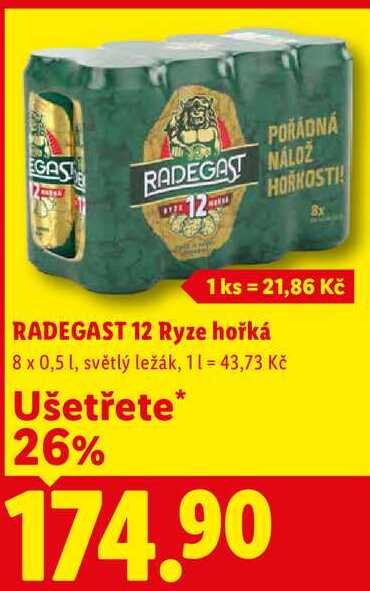 RADEGAST 12 Ryze hořká, 8x 0,5 l