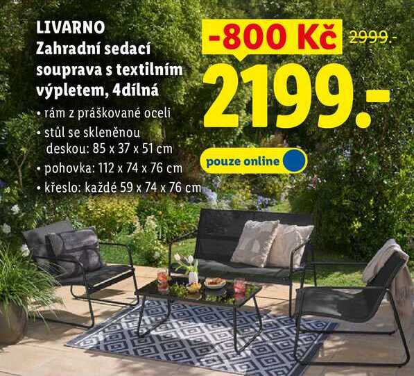 LIVARNO Zahradní sedací souprava s textilním výpletem, 4dílná