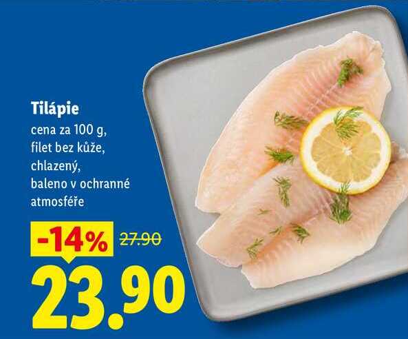 Tilápie, cena za 100 g