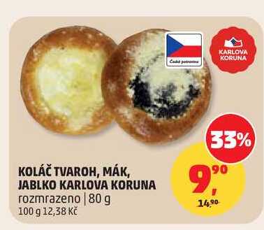 KOLÁČ TVAROH, MÁK, JABLKO KARLOVA KORUNA, 80 g 