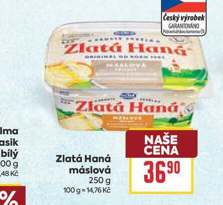 Zlatá Haná máslová 250 g 