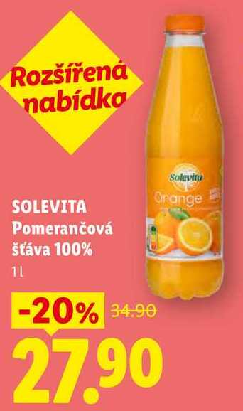 SOLEVITA Pomerančová šťáva 100%, 1 l