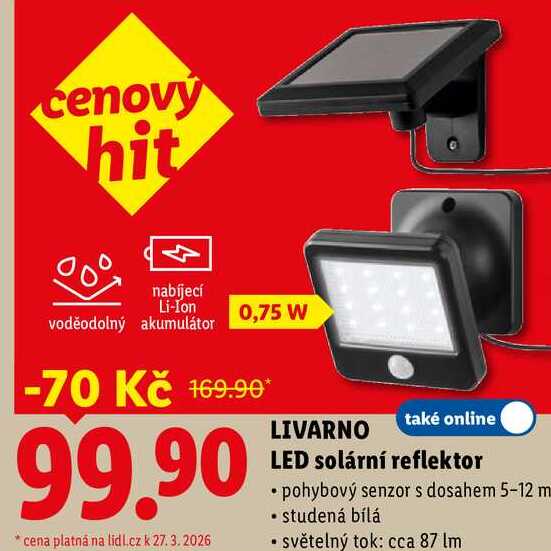 LIVARNO LED solární reflektor 