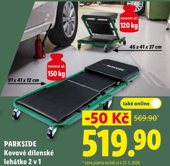 PARKSIDE Kovové dílenské lehátko 2 v 1 